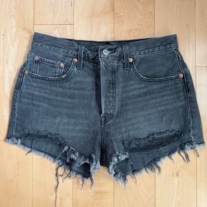 Levi's Charcoal Distressed Jean Shorts